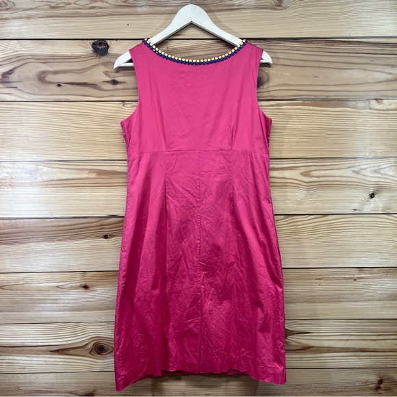 Boden Dress 10R Pink Beaded Embroidered Cotton Stretch Shift Sleeveless - Picture 10 of 13